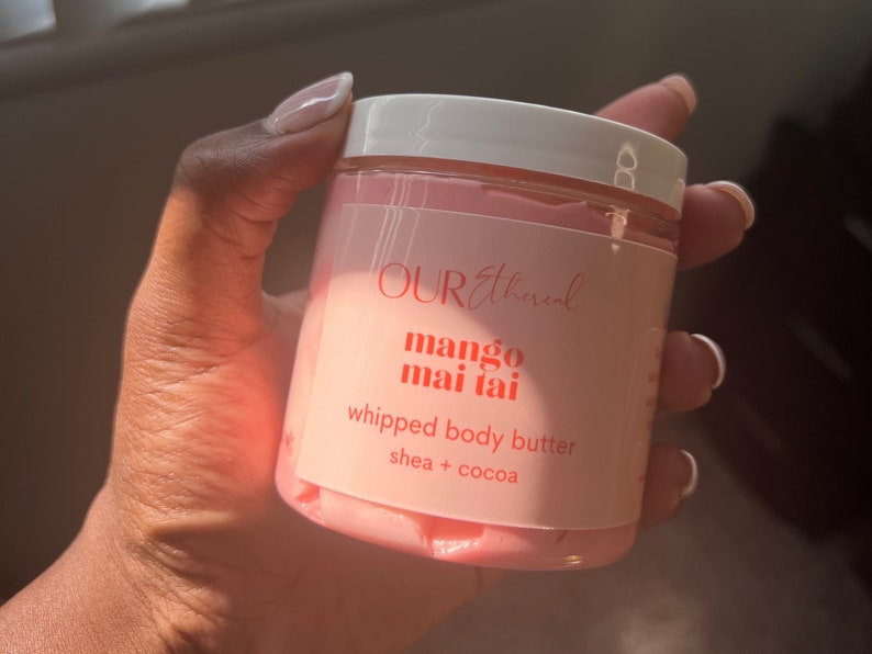 Mango Mai Tai Shea and Cocoa Butter Handcrafted Natural Moisturizing and Hydrating Non-Greasy Whipped Body Butter Free Shipping image 3