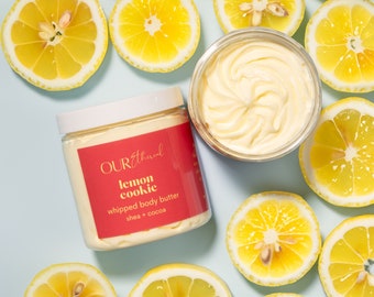 Lemon Cookie Shea and Cocoa Butter - Handcrafted Natural Moisturizing and Hydrating Non-Greasy Whipped Body Butter - Free Shipping