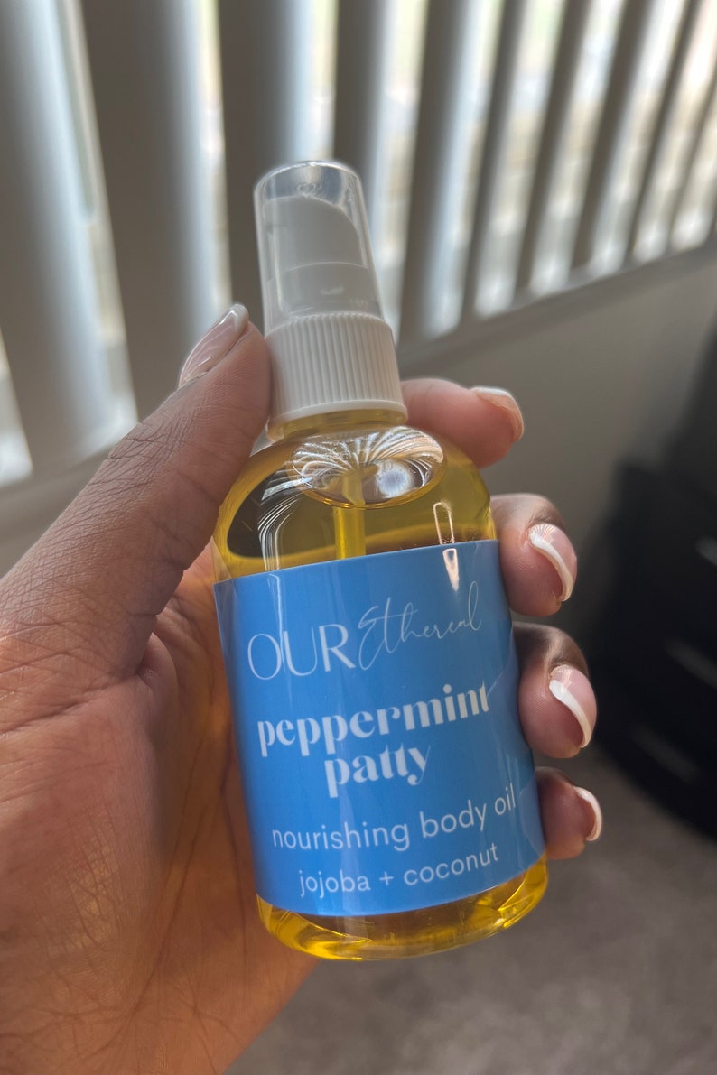 Peppermint Patty Nourishing Oil Handmade Blend of Hydrating Organic Body Oils with Nourishing and Hydrating Jojoba image 4