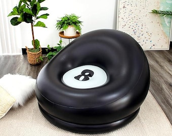 Silla inflable con forma de bola 8 / Asiento decorativo retro para sala de juegos / Silla de descanso para dormitorio / Muebles inflables auxiliares / Asientos para interiores y exteriores
