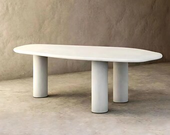 Natural Elegance: Handcrafted Wood Paneled Table with Stone-Like Finish