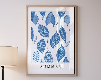 Navy Blue Botanical Wall Art, Printable Wall Art, Flower Market Poster