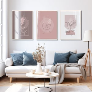 3 Piece Wall Art for Trendy Line Art, Gallery Wall Set, Boho Wall Art