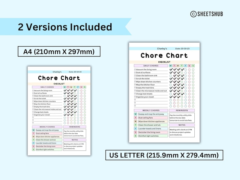 Printable Chore Chart for Kids | Kids Chore List | Kids Daily Routine ...