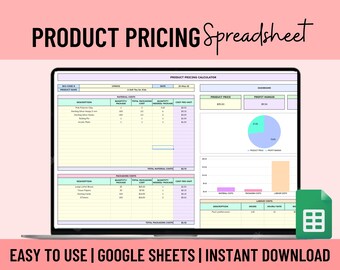Product Pricing Calculator, Google Sheets Template, Small Business Spreadsheet, Single & Multiple Product Profit Margin, Markup Break Even
