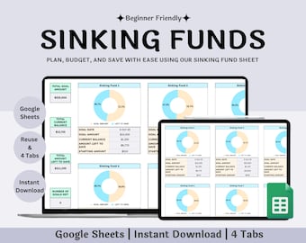 Sinking Funds Tracker Spreadsheet for Google Sheets, Savings Tracker, Debt Tracker, Savings Spreadsheet, Savings Template, Financial Planner