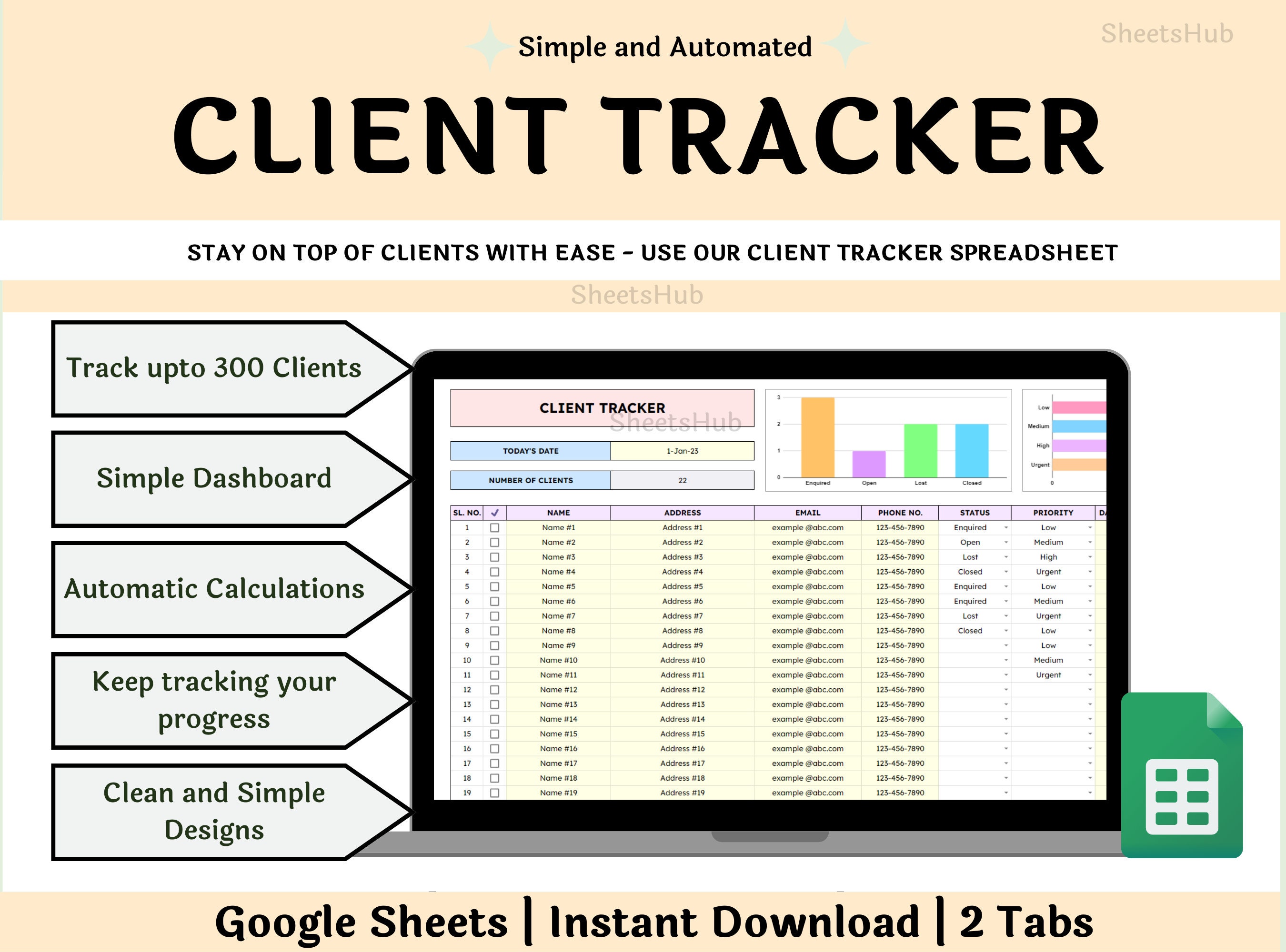 Excel Client Tracker, Small Business Template, CRM Dashboard, Google Business Tracker, Business
