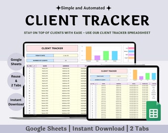 Client Tracker Google Sheet, Business Client Template, Client Tracker, Client Management Sheets, Business Tracker, Kundenliste, Client Planner