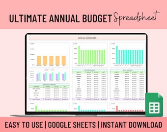 Ultimate Monthly Budget Google Sheet, Budget Planner, Annual & Monthly Budget Spreadsheet, Google Sheets, Excel Template, Financial Planner