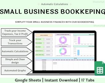 Small Business Bookkeeping Spreadsheet Template, Bookkeeping Template, Business Expense Tracker Google Sheets, Book keeping spreadsheet