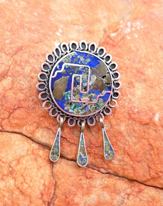 Vintage Taxco Mexico Pendant and Pin combo, Blue L