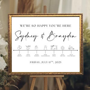 Wedding Order of Events Sign | Editable Wedding Timeline Template | Instant Digital Download | Minimalist & Customizable