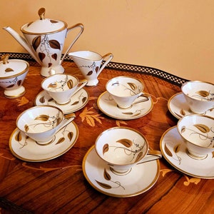 Vintage Alka Bavaria Golblatt Coffee Set in Ivory and Gold