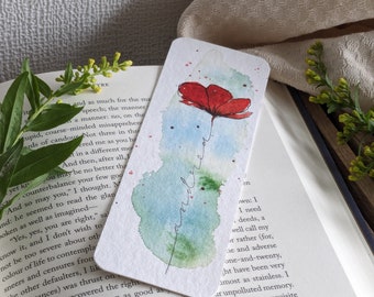 Personalisiertes Lesezeichen handgemalt Aquarell Kunst Mohnblume Kunstwerk - Muttertag - Geburtstag - Geschenk