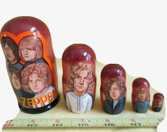 Led Zeppelin Nesting Doll/Russia/5-pieces Set/ 4.5" Tall/Wood/New!