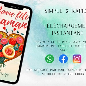 Spécial "Fête des Mères". Téléchargement instantané. Image PNG à envoyer via smartphone pour souhaiter une bonne fête à votre maman.