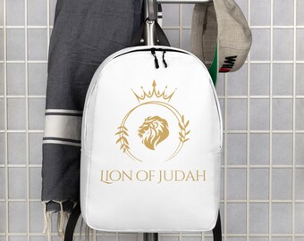 Lion of Judah Minimalist (White/Gold) Backpack