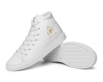 Lion of Judah Men’s high top (White/Gold) canvas shoes