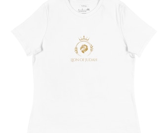 Lion of Judah Women's Relaxed (White/Gold) T-Shirt