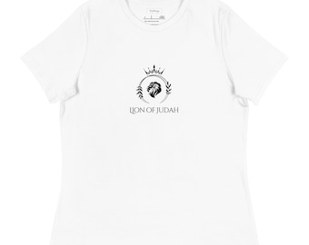 Lion of Judah Women's Relaxed (White/Black) T-Shirt