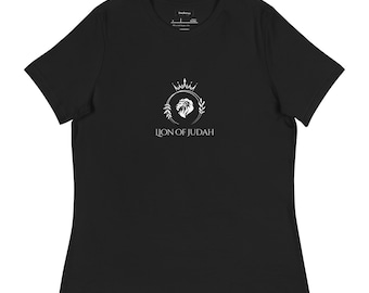 Lion of Judah Women's Relaxed (Black/White) T-Shirt