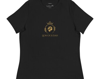 Lion of Judah Women's Relaxed (Black/Gold) T-Shirt