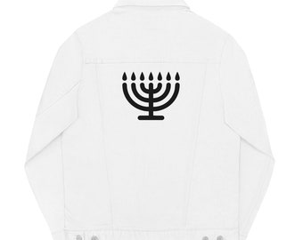 Menorah White Unisex denim jacket