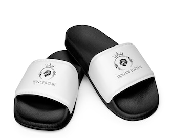 Lion of Judah Women's (White/Black) slides