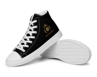 Lion of Judah Women’s high top (Black/Gold) canvas shoes