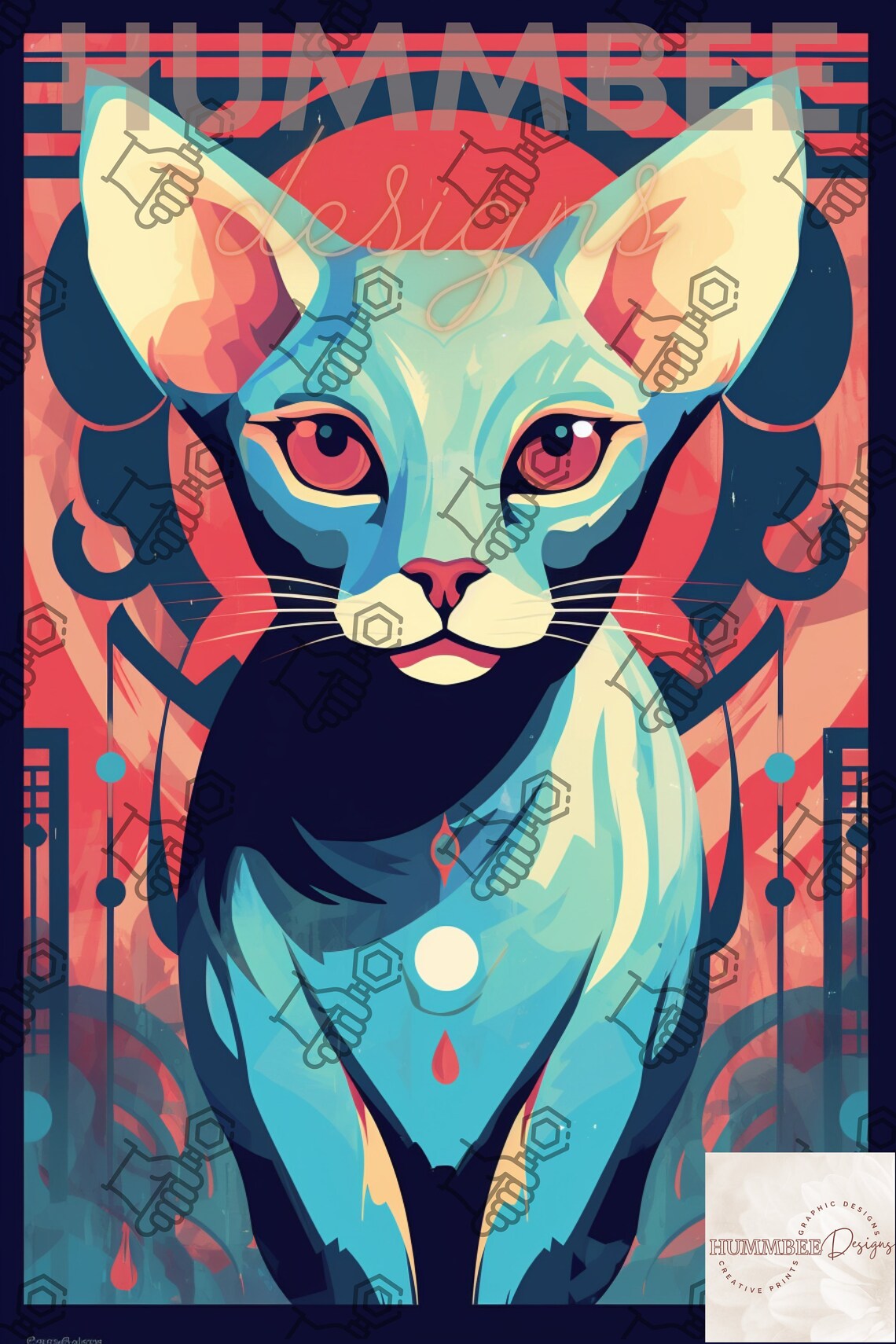 Sphynx Cat Art Print, Custom Art Styles, Digital Download, Digital Art