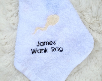 Personalised wank rag - rude / novelty - fun gift - beautifully embroidered gift !
