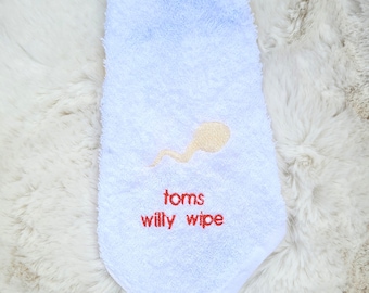 Personalised willy wipe- rude / novelty - fun gift - beautifully embroidered gift !