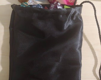Black Silk-like Dice Bag / Jewelry Bag 6.5 x 4.5