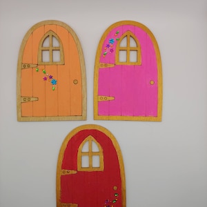Fairy Door with Window and Jeweled Flowers