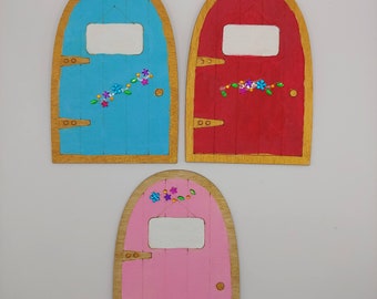 Fairy Door with Nameplate and Jeweled Flowers