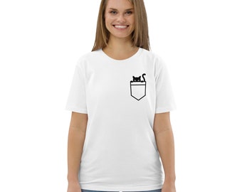 Kitty Pocket (Dark) Unisex organic cotton t-shirt