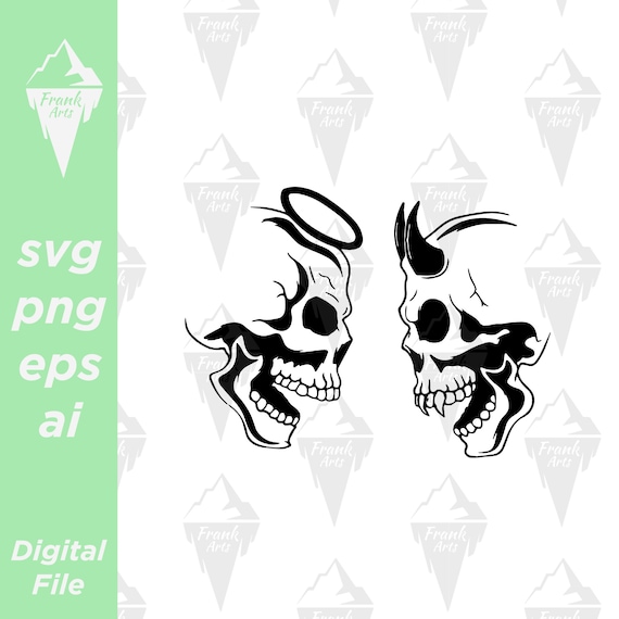 Angel Devil Skull Design Digital Download SVG PNG EPS
