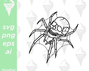 Spider Skull Digital Download SVG PNG EPS | Cutfile, Clipart, Vector, Cricut