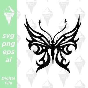 Diseño de mariposa estilo cibersigilismo Descarga digital SVG PNG EPS / Archivo de corte, Clip art, Vector, Cri cut