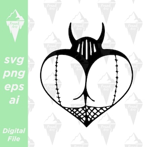 Lencería de demonio con forma de corazón, descarga digital SVG, PNG, EPS/archivo de corte, clip art, vector, Cricut