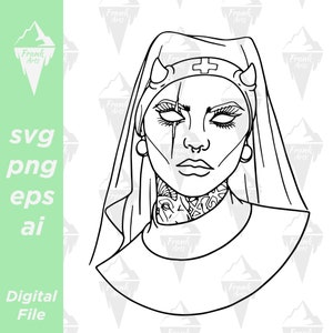 Devil Nun Gothic Design Digital Download SVG PNG EPS | Cutfile, Clipart, Vector, Cricut