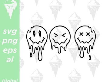 Groovy Melting Face High Digital Download SVG PNG EPS | Cut file, Clip art, Vector, Cricut