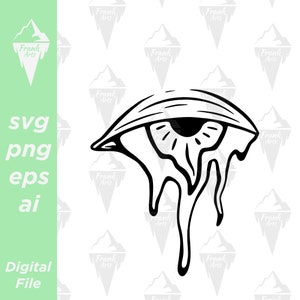 Trippy Melting Eye Téléchargement numérique SVG PNG EPS | Tatouage, Fichier coupé, Clipart, Vectoriel, Cricut