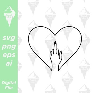 Diseño de dedo medio en forma de corazón Descarga digital SVG PNG EPS / Archivo de corte, Clip art, Vector, Cricut