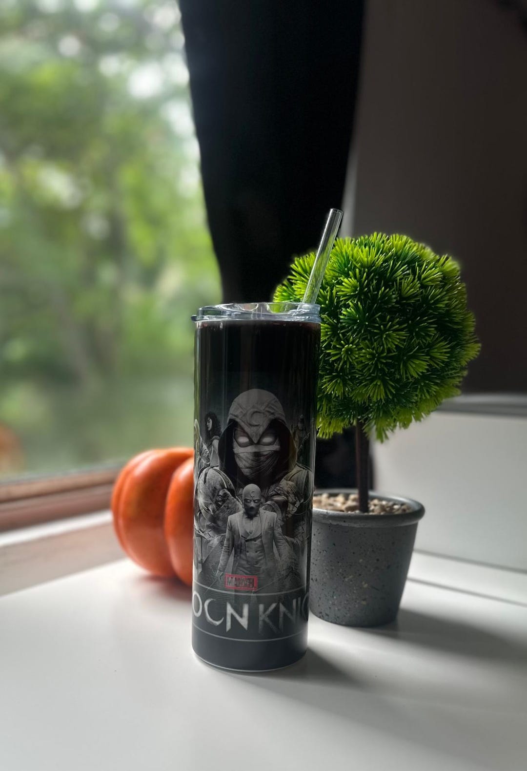 Moon Knight Tumbler - Custom Moon Knight Design - Skinny Tumbler 15 oz