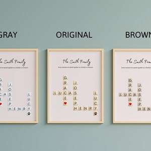 Family Print, Scrabble Picture, Personalised Print, Custom Letter Tile Print, Family Names, New Home Gift, A4