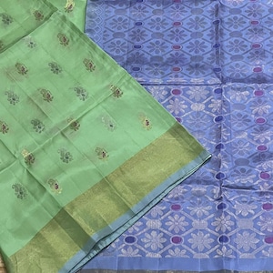 Pastel Green & Lavender Uppada Soft Silk Saree