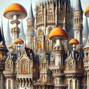 Puzzle | &quot;Enchanted Mushroom Dreamland Towers&quot; | Majestic Fairyland Castle Adult Puzzle | Whimsical Fantasy Art Puzzle for Adults | Verkadi.