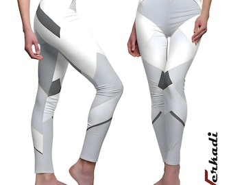 Minimalist Chic Leggings: Sleek Monochrome Abstract Yoga Pants