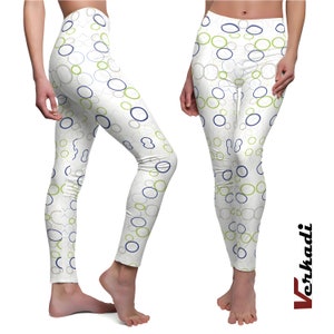 Leggings | &quot;Modern Circle Motif Athletic Leggings&quot; | Eye Catching Activewear | Yoga Leggings | Yoga Pants | Wokout Tights | Gym | Verkadi.